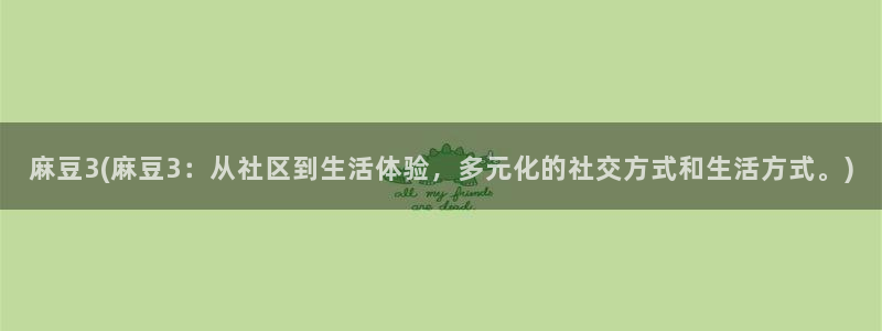 麻豆 专区：麻豆3(麻豆3：从社区到生活体验，多元化的社交方